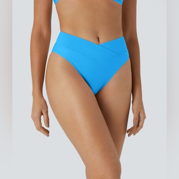 HALARA Blue High-Waisted Crossover Bikini Bottom Swimsuit Women’s Small NEW - Picture 1 of 5